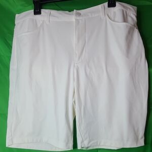Graham Luxe Mens 38 Wren Golf Shorts Bright White Stretch Nylon And Spandex